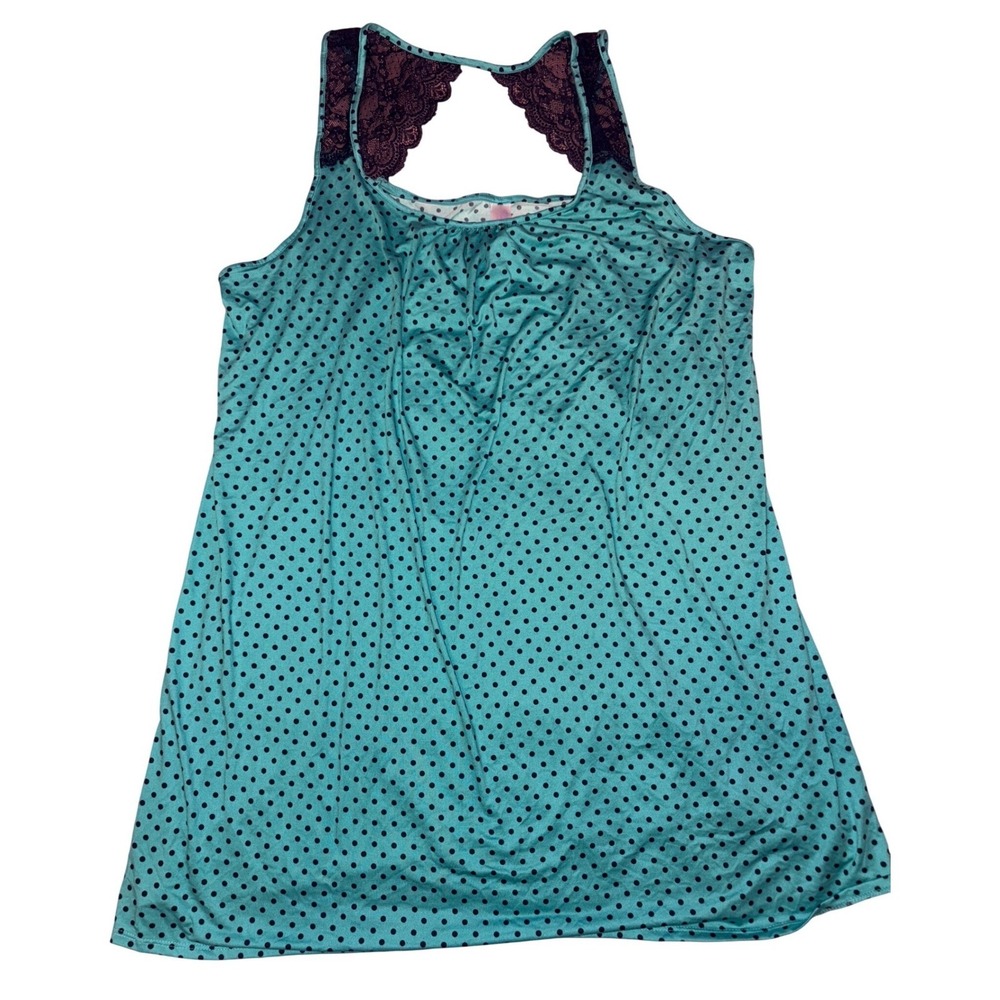 Secret Treasures Teal Polka Dot Lace Short Nightgown Sleepwear Plus Size 3X